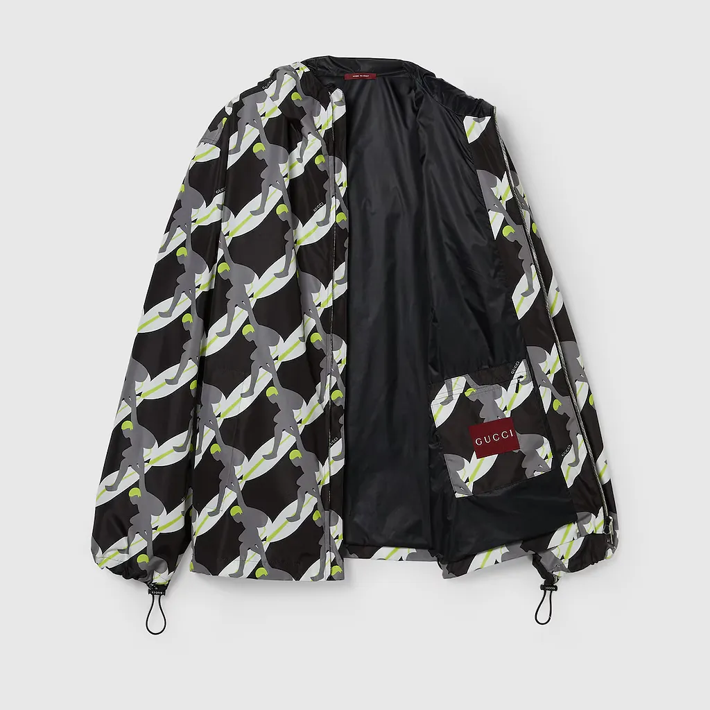 Printed Technical Poplin Zip Jacket