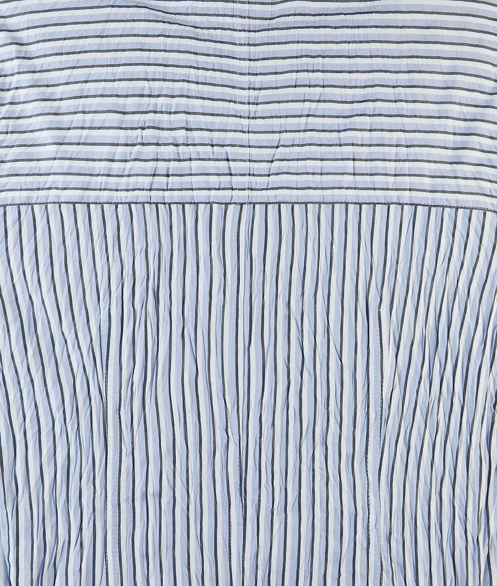 Striped Technical Viscose Crinkled Dress