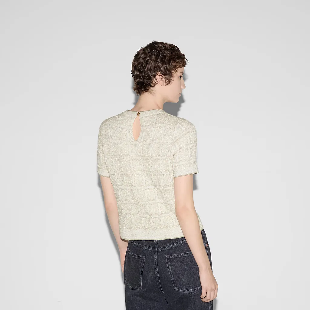 Wool And Lamé Check Jacquard Top
