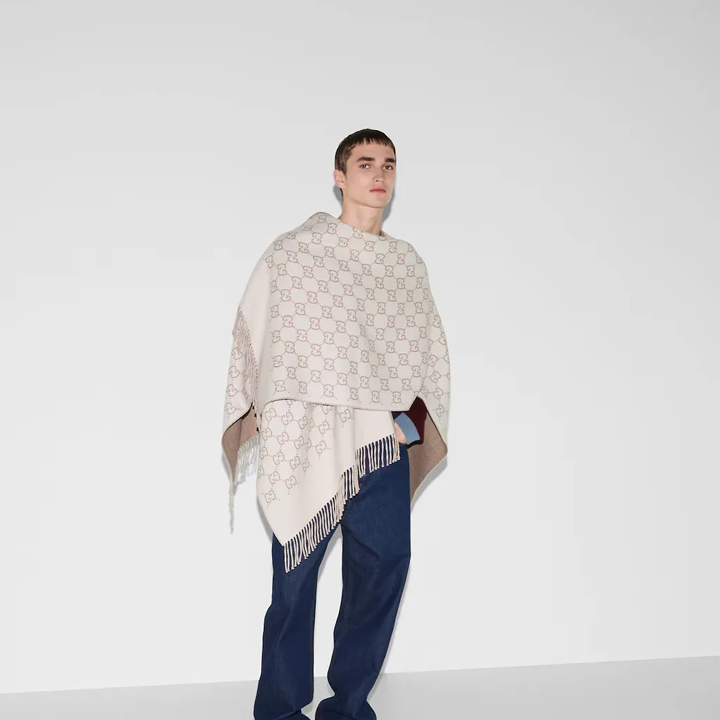 Gg Wool Jacquard Cape
