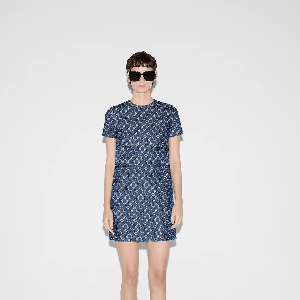 Gg Denim Jacquard Dress