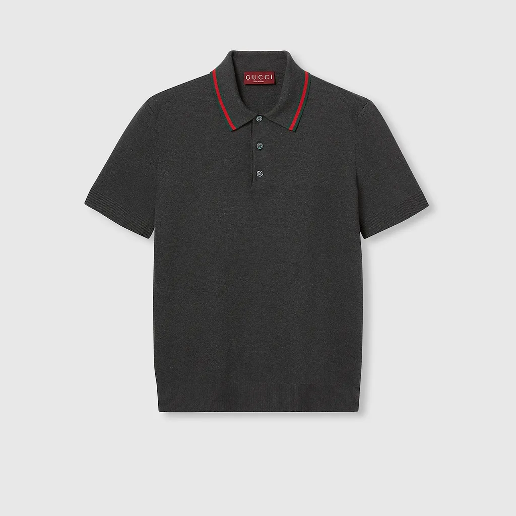 Silk Cotton Polo Shirt With Web