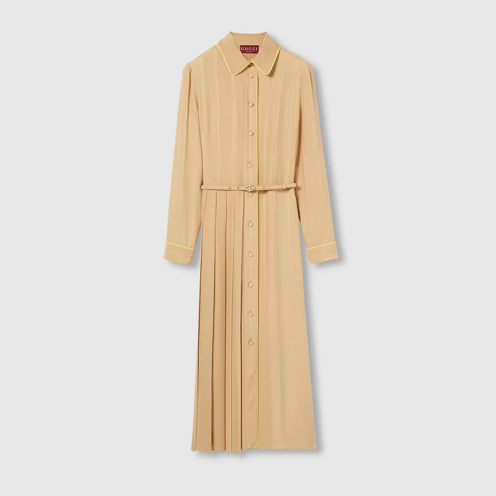 Chain And Belt Silk Jacquard Dress