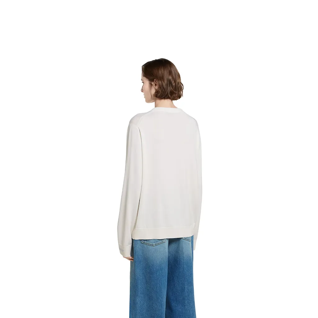 Extra Fine Wool Cardigan With Patch