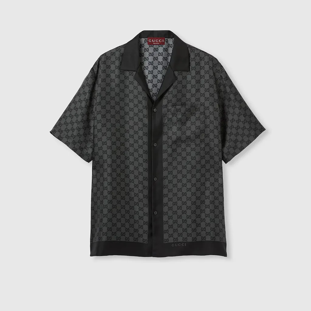Printed Silk Twill Bowling Shirt