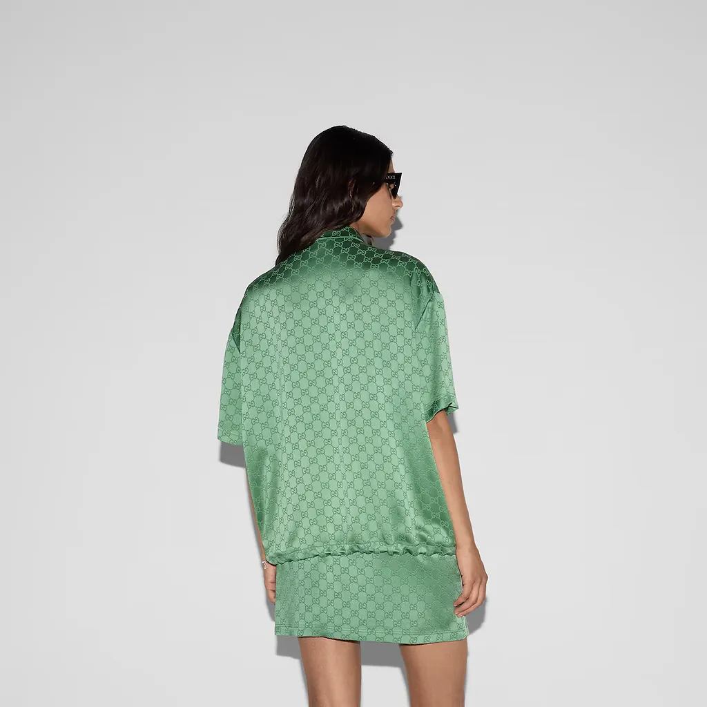 Relaxed Fit Gg Satin Zip Shirt