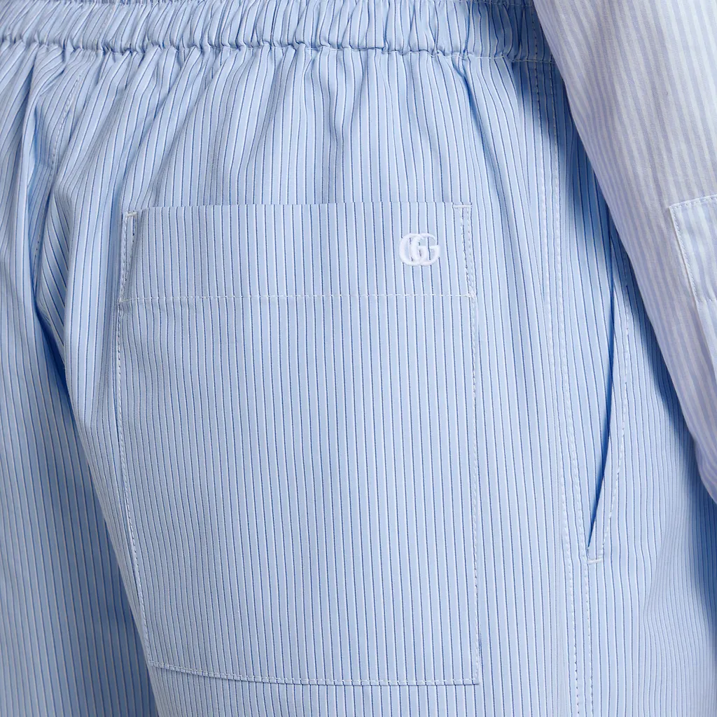 Striped Cotton Shorts With Embroidery