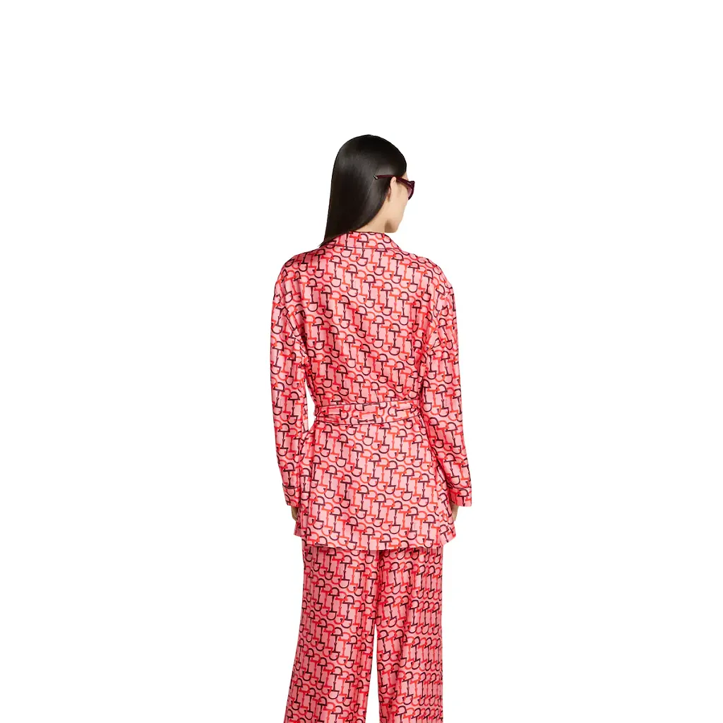 Printed Silk Shirt With Self-Tie