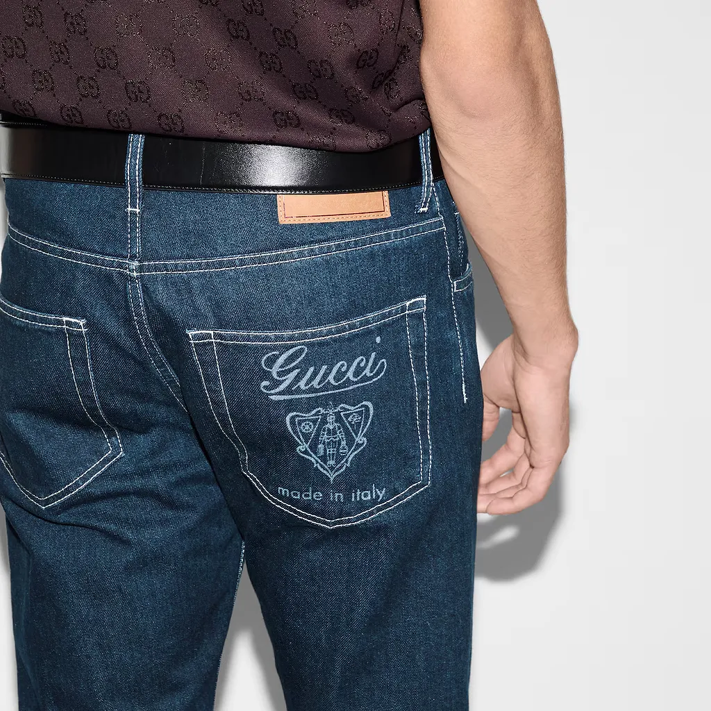 Lasered Tapered Denim Pant
