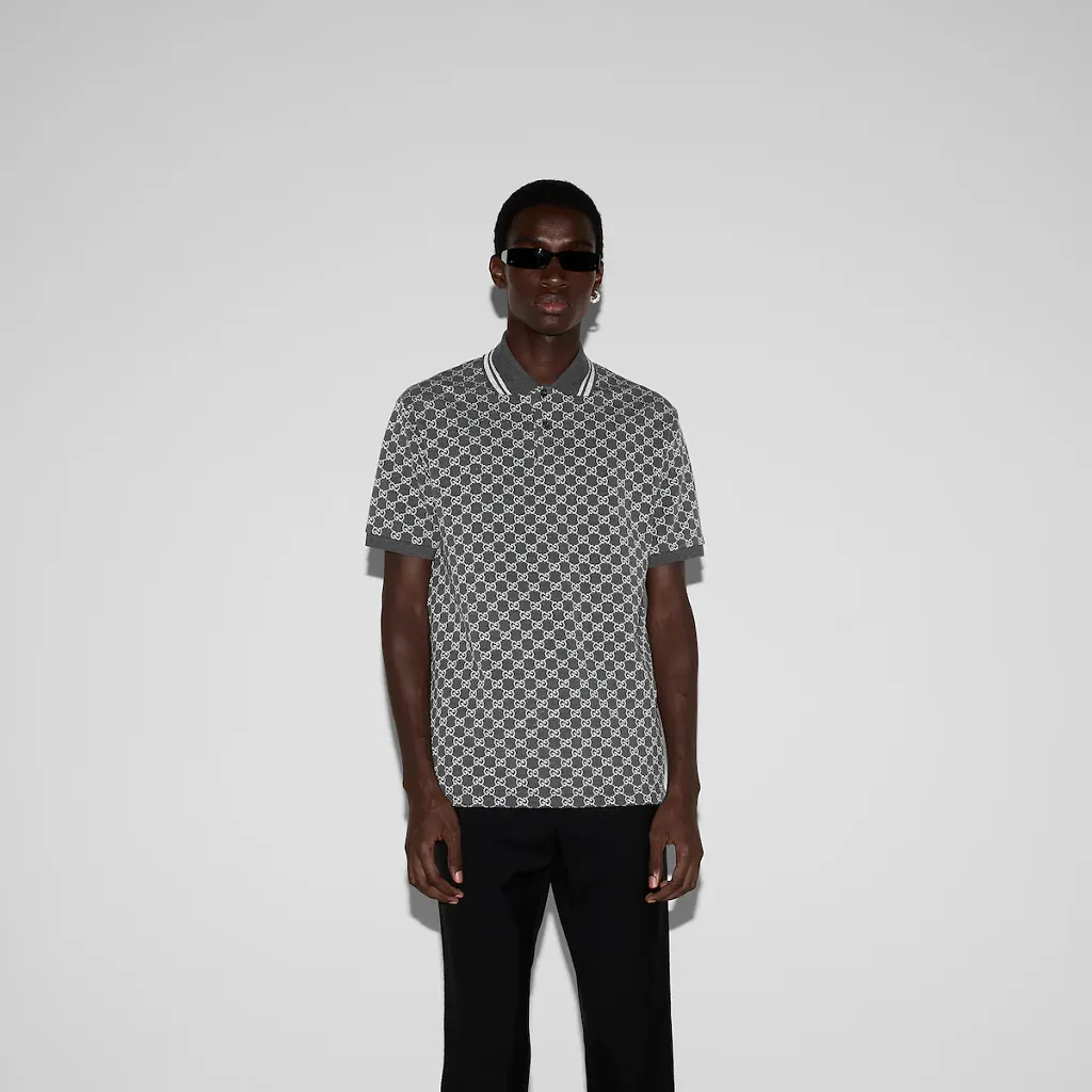 Gg Cotton Lamé Jacquard Polo Shirt
