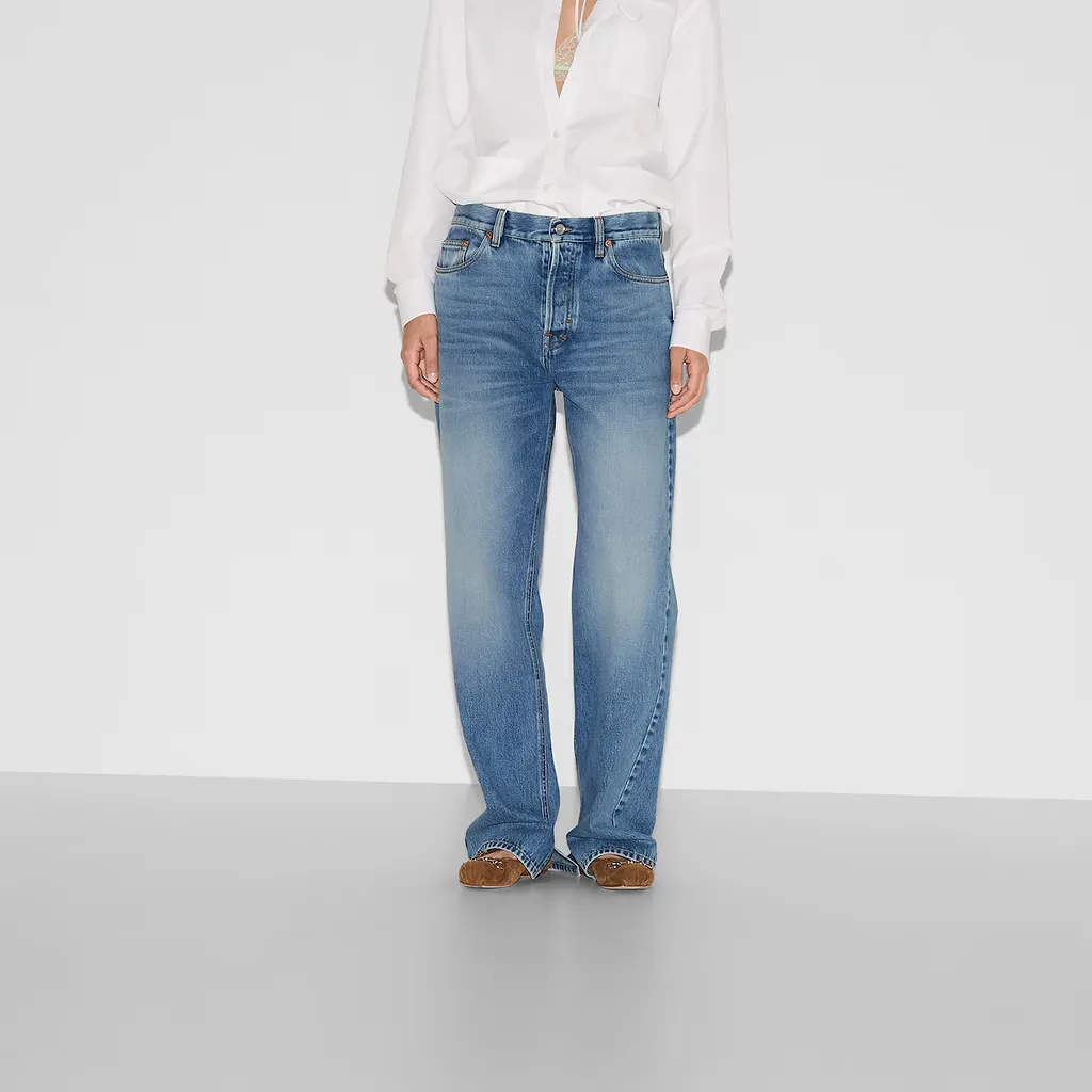 Denim Pant With Gucci Label