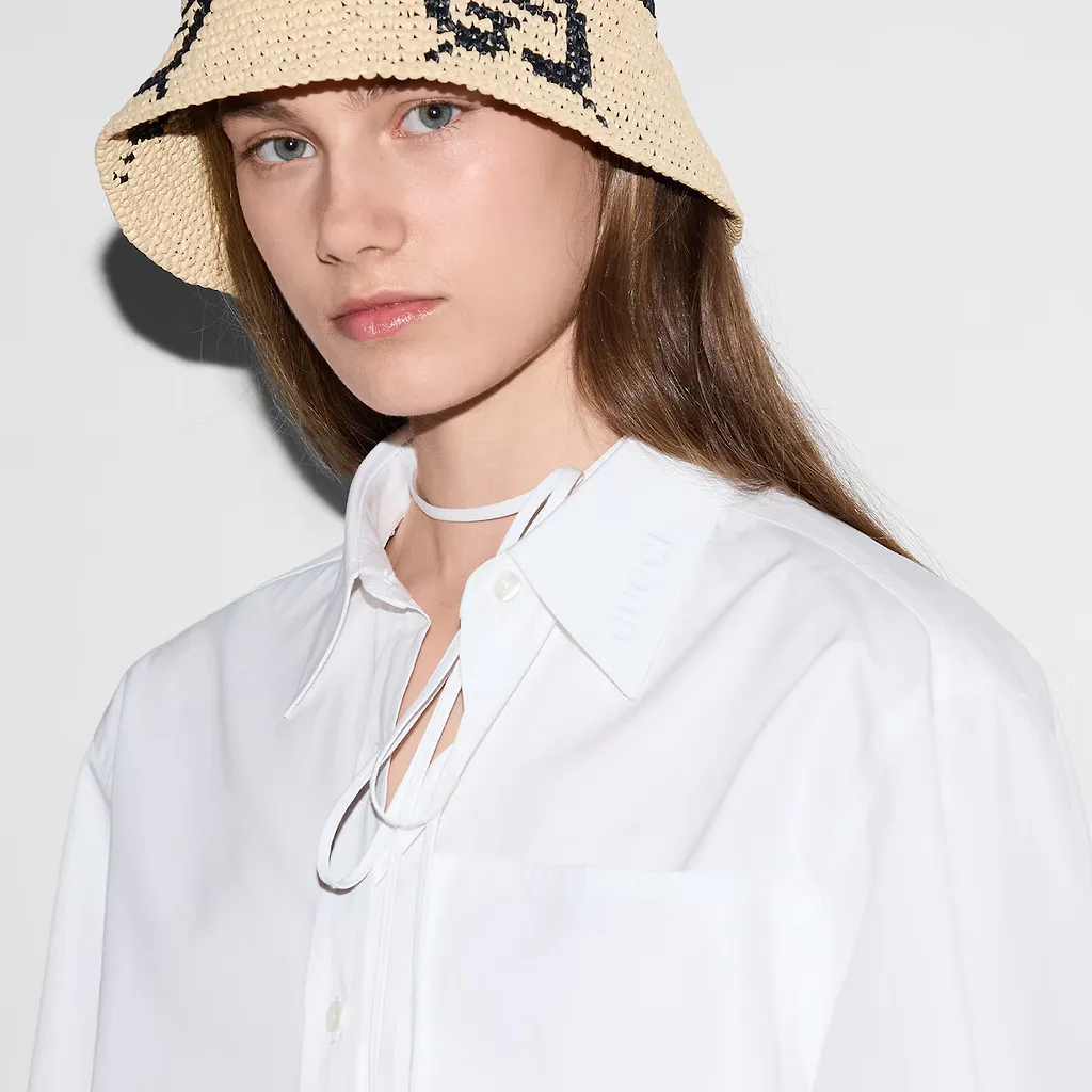 Cotton Poplin Shirt With Gucci Logo