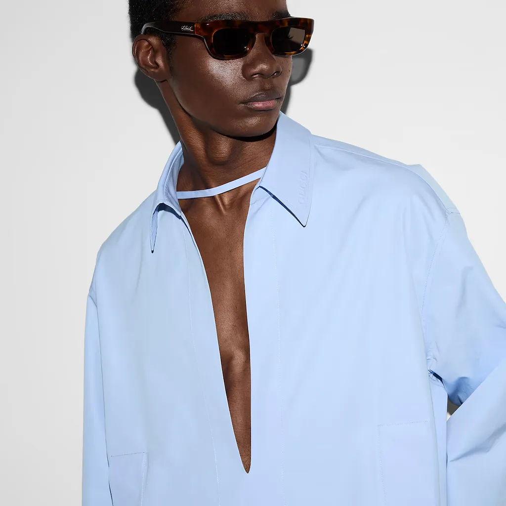 Embossed Cotton Poplin Shirt