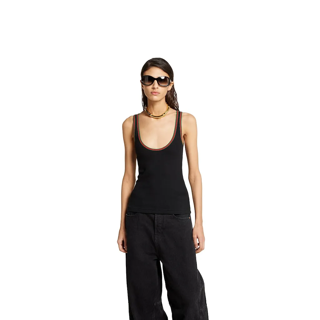 Cotton Rib Tank Top With Web