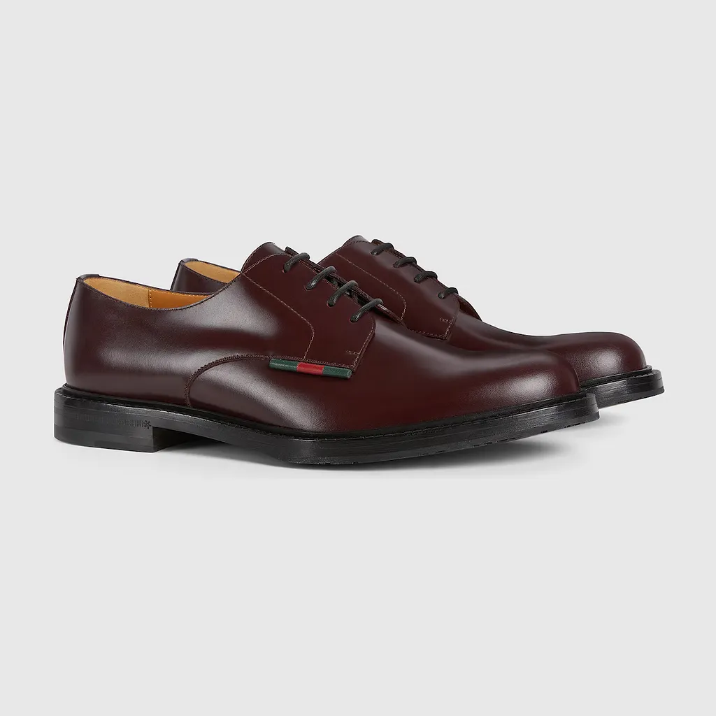 Lace-Up Shoe With Leather Web