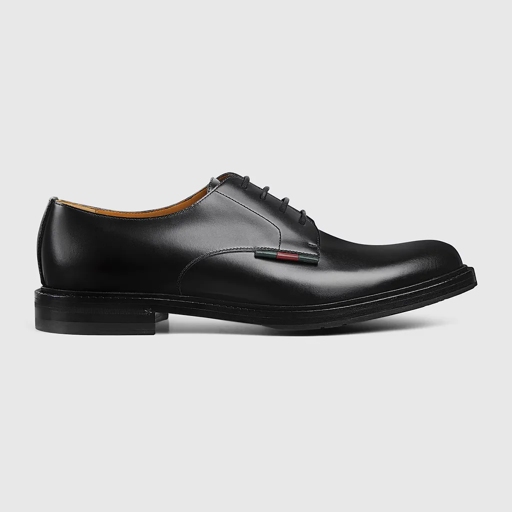 Lace-Up Shoe With Leather Web