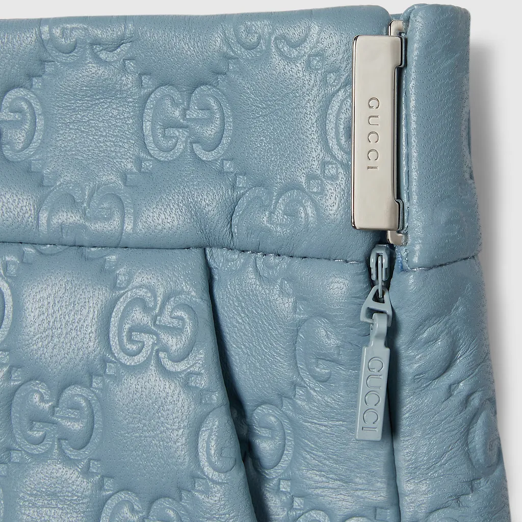 Gg Embossed Leather Short