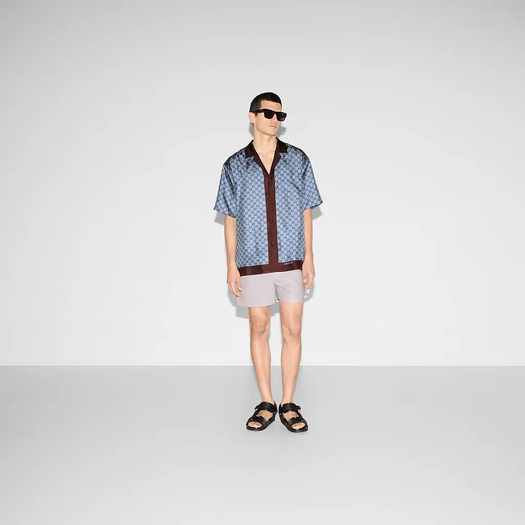 Regular Fit Printed Silk Twill Shirt