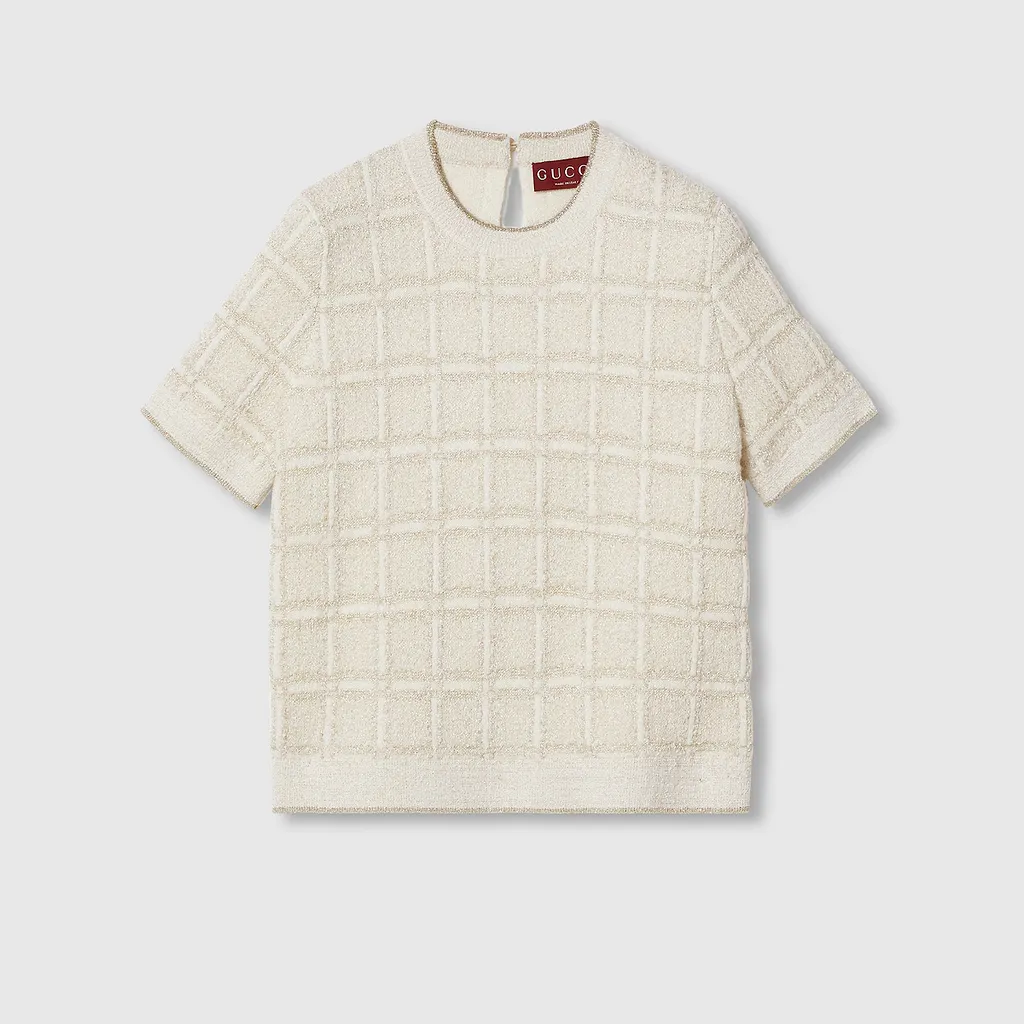 Wool And Lamé Check Jacquard Top
