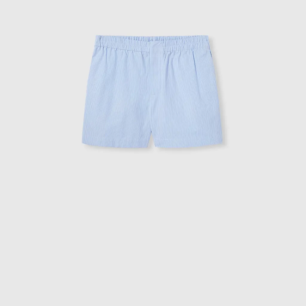 Striped Cotton Shorts With Embroidery
