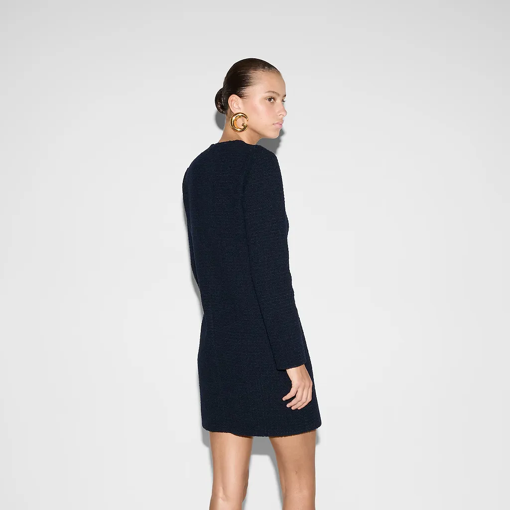 Checked Bouclé Wool Dress