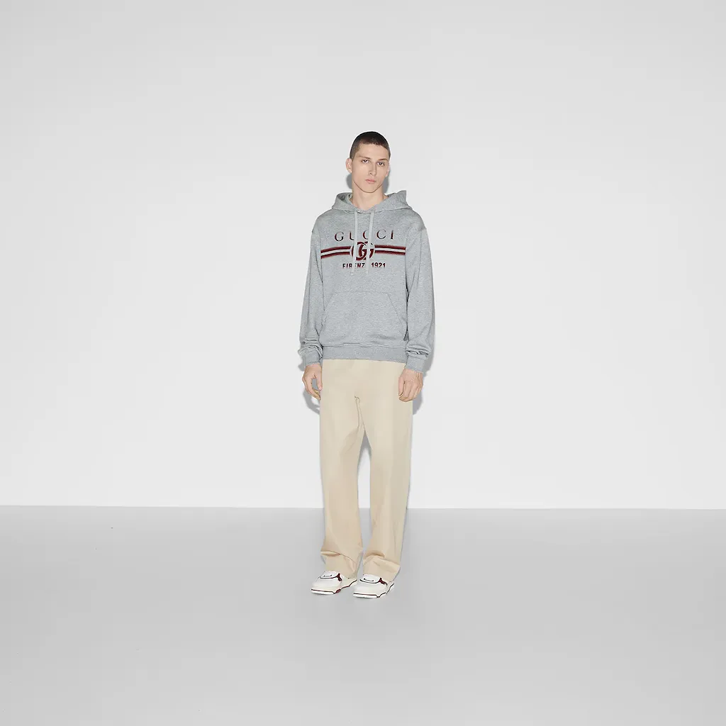 Printed Cotton Jersey Hooded Sweatshirt
