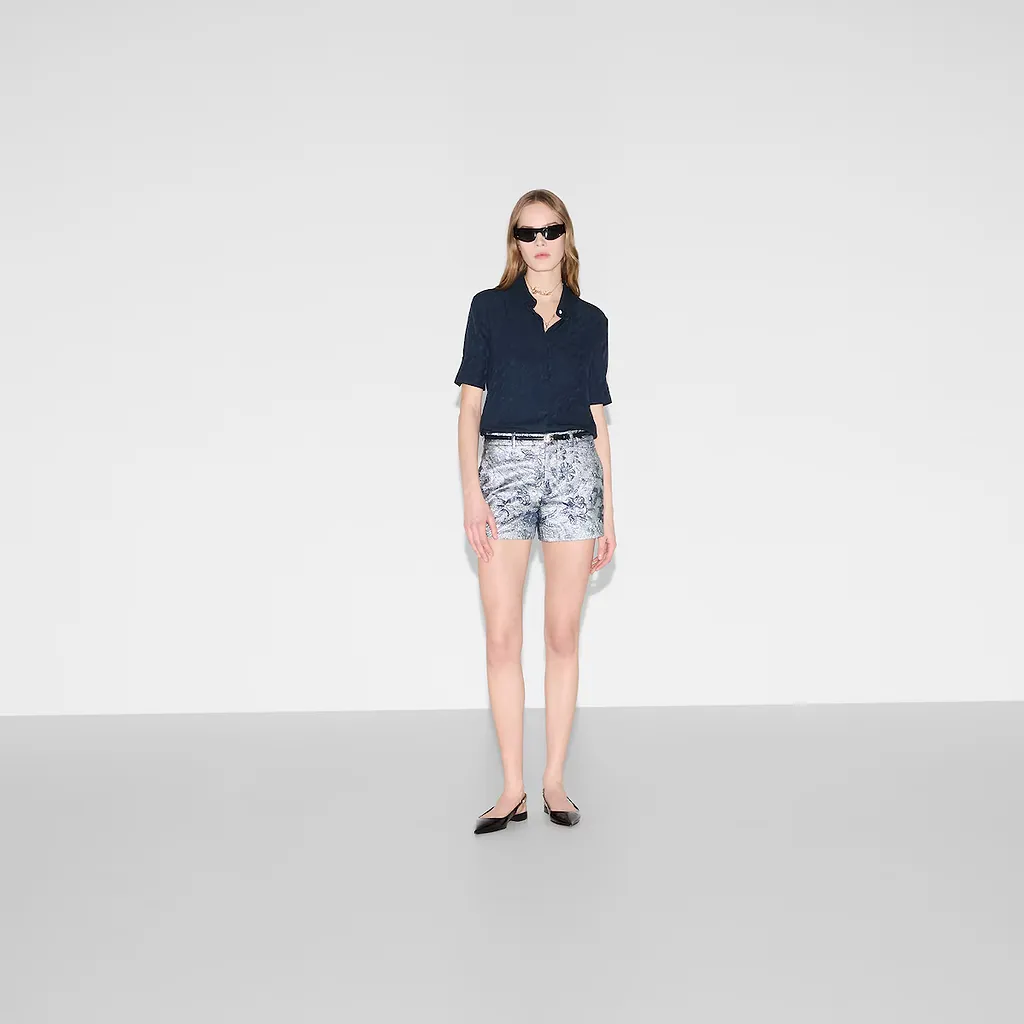 Gg And Chain Silk Jacquard Shirt