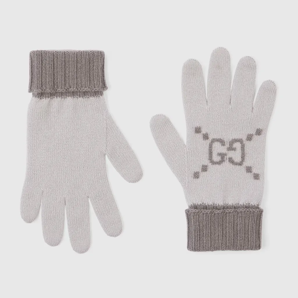 Gg Cashmere Jacquard Gloves