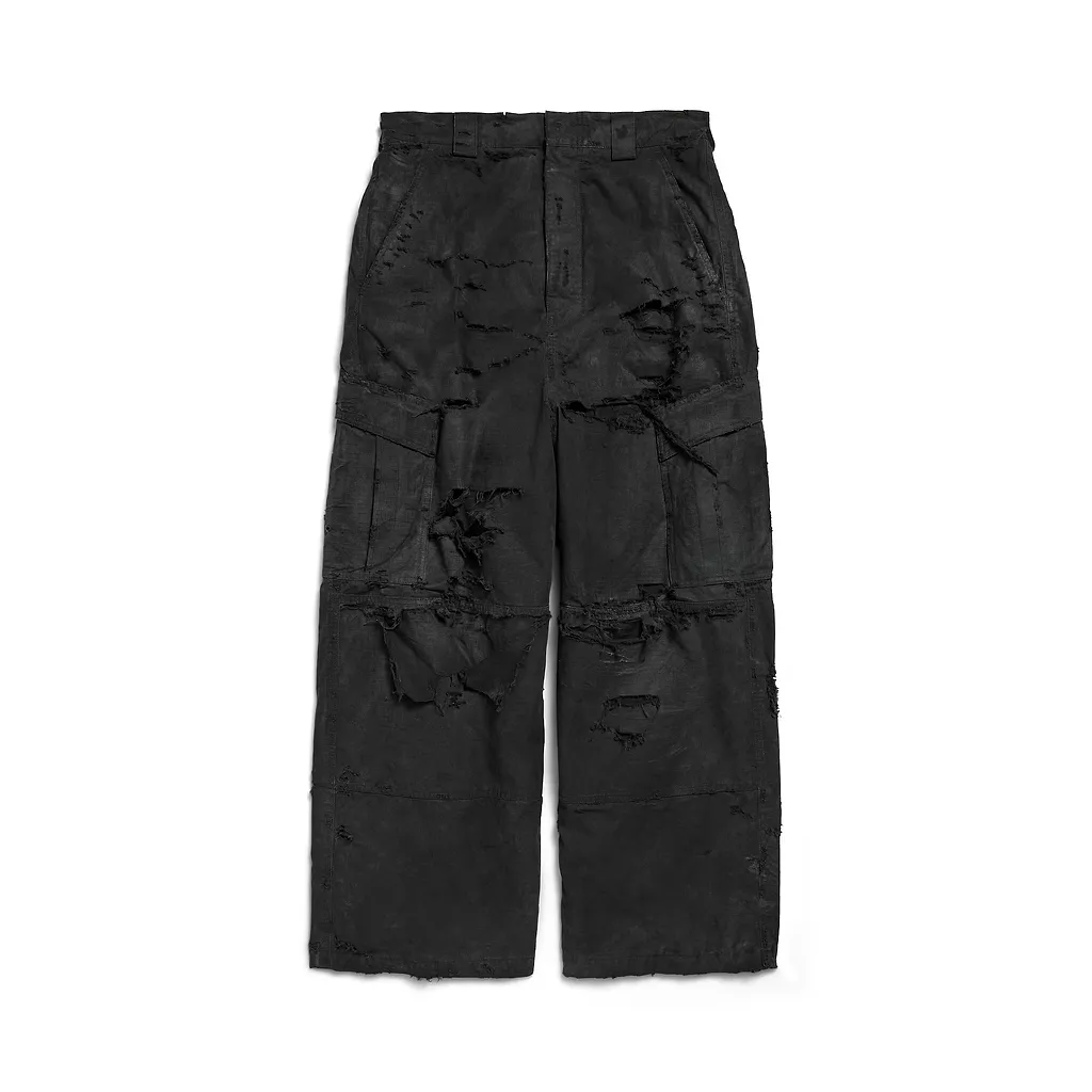 Distressed Large Cargo Pants