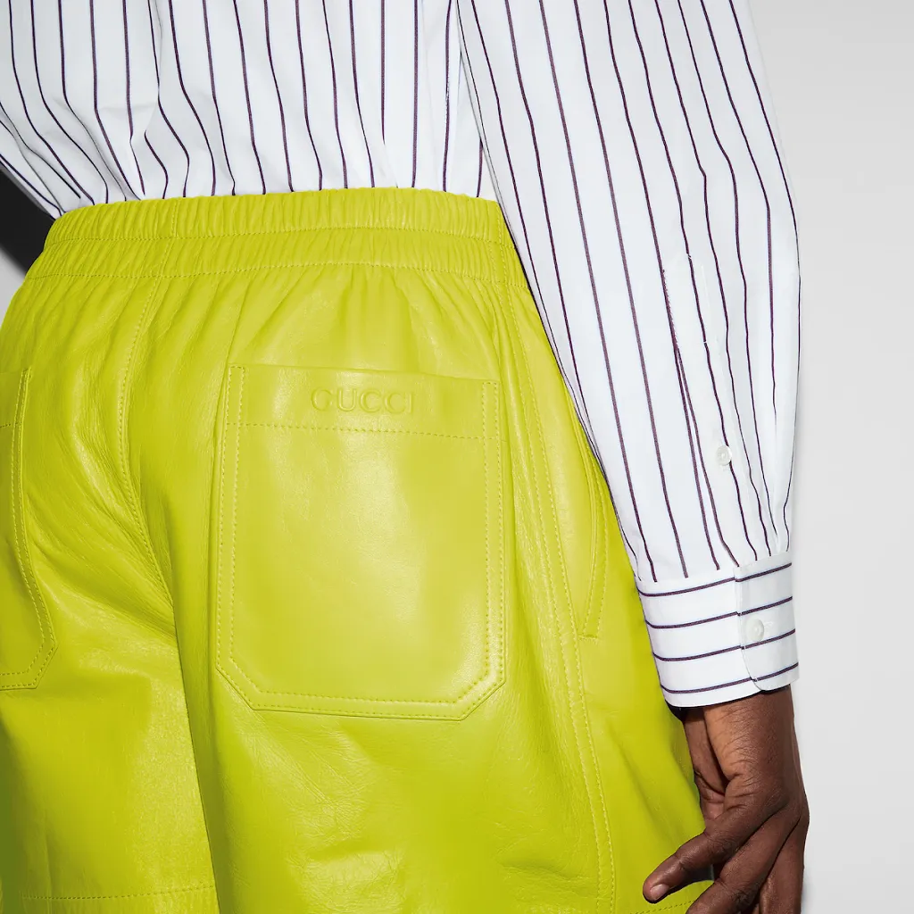 Embossed Leather And Knit Shorts