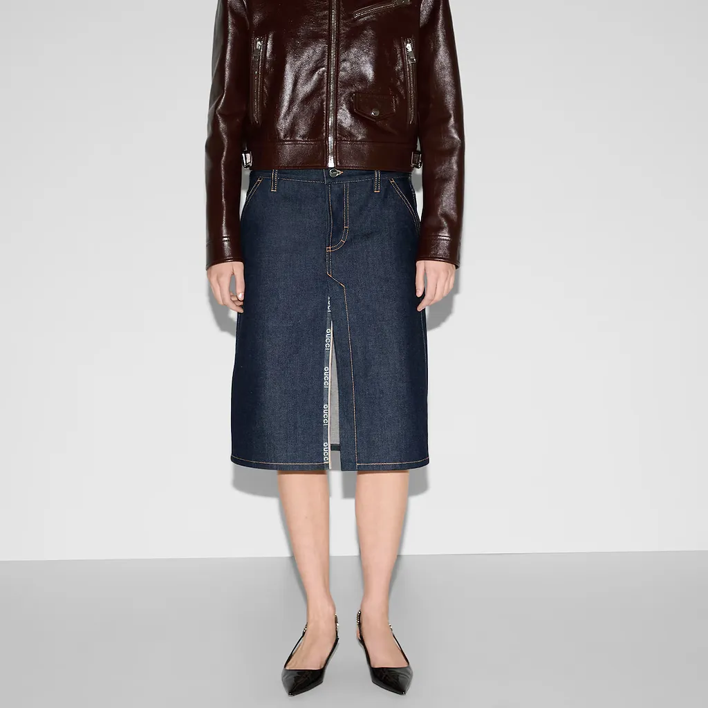 Mid-Length Denim Skirt