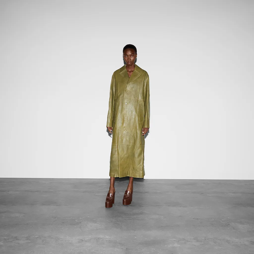 Leather With Bleached Effect Coat