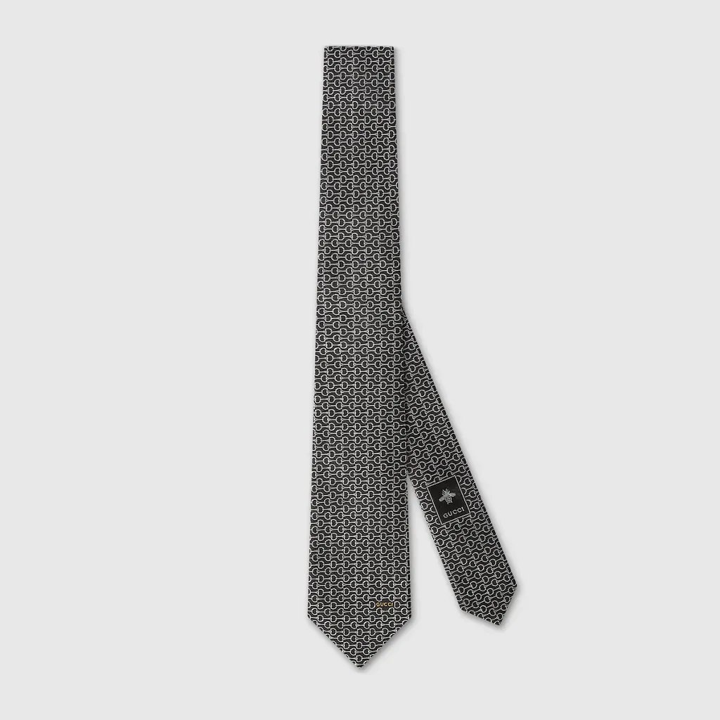 Horsebit Silk Jacquard Tie