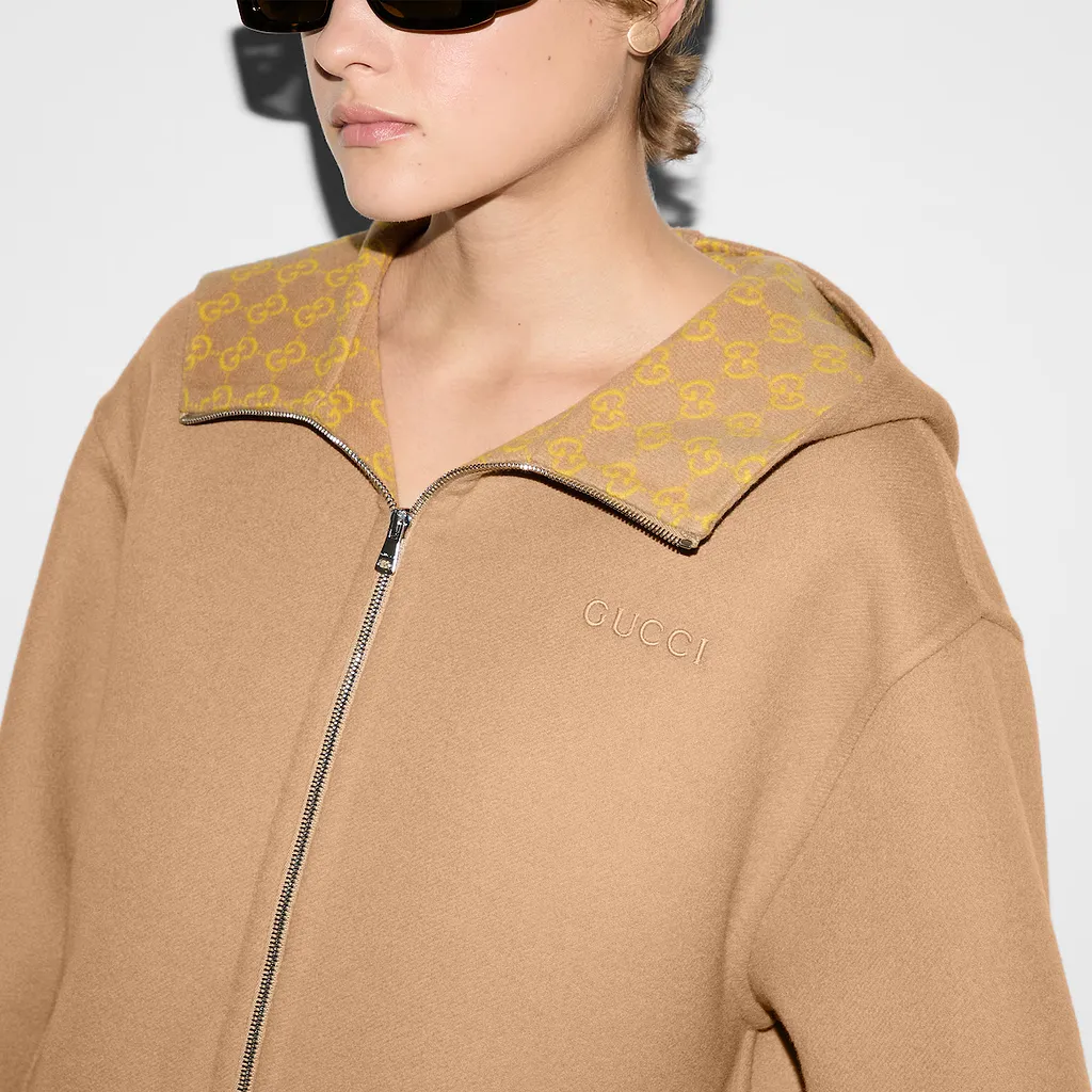 Embroidered Wool And Silk Hooded Jacket