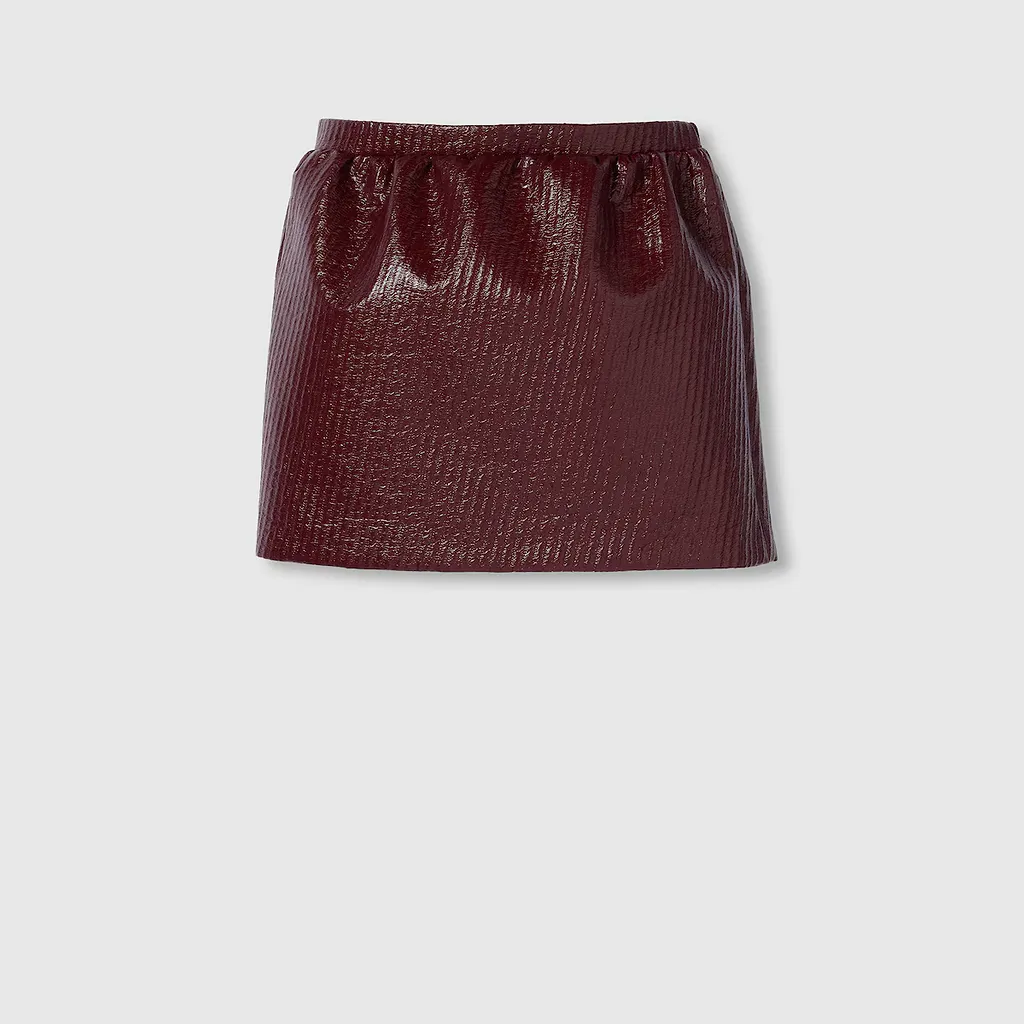 Diagonal Coated Wool Mini Skirt