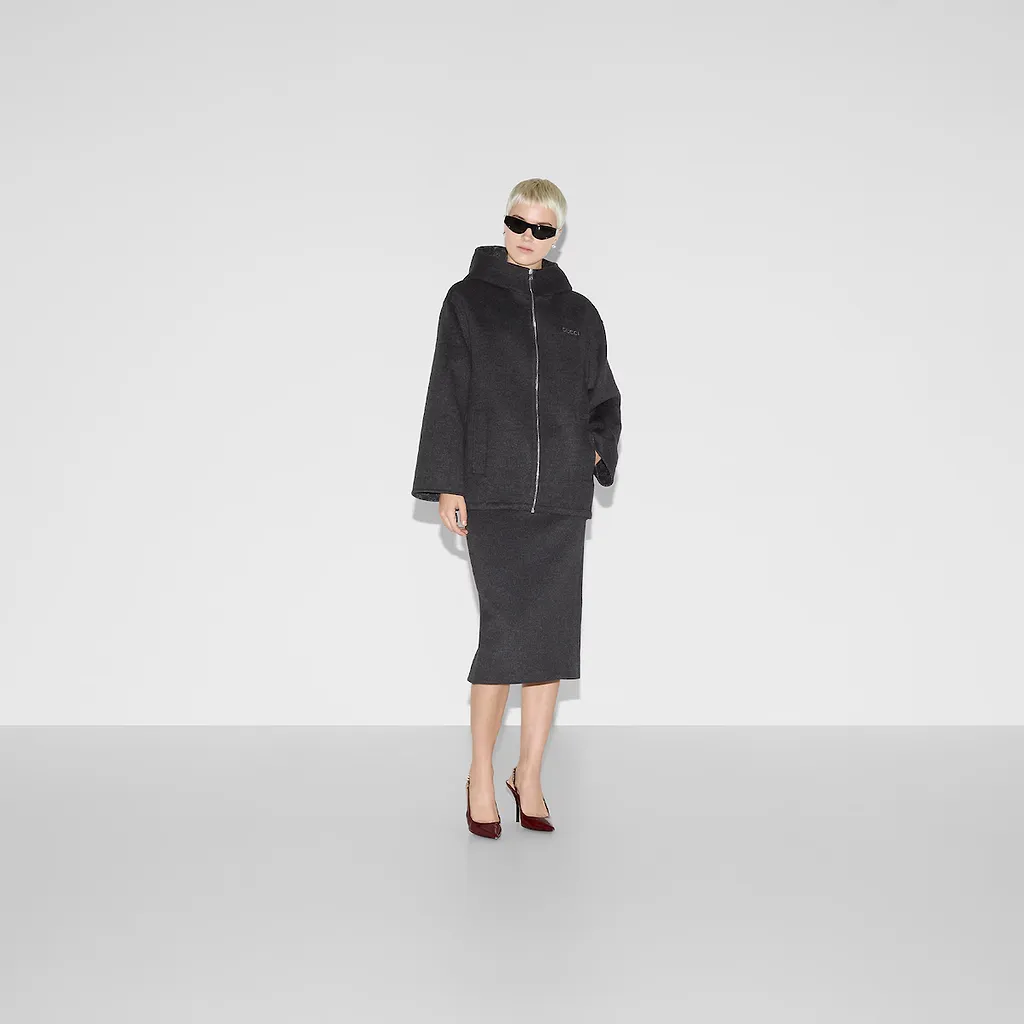 Embroidered Wool And Silk Hooded Jacket