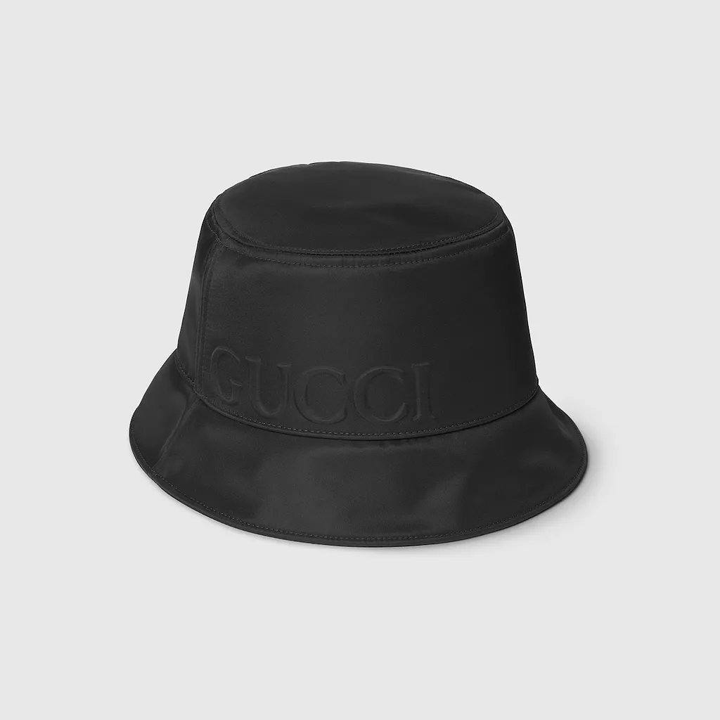 Nylon Bucket Hat With Gucci Logo