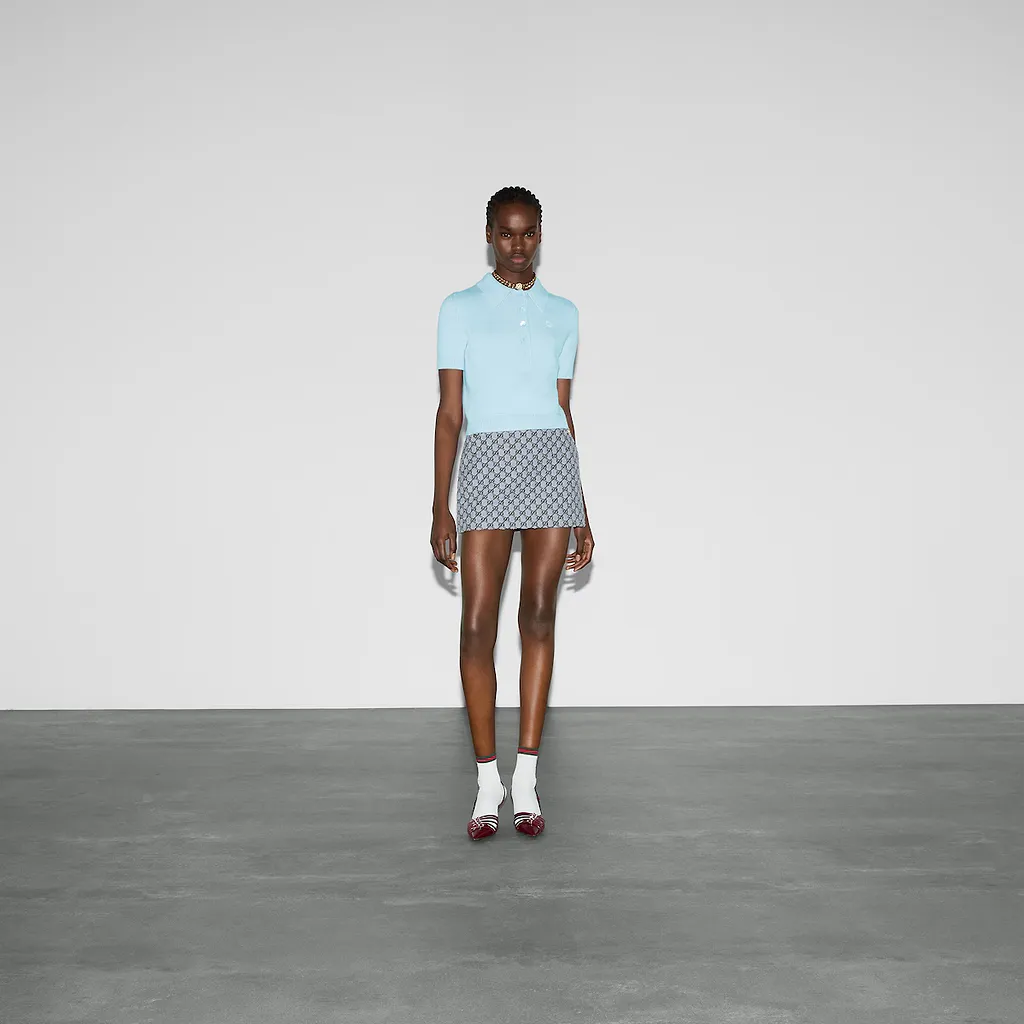 Wool Cashmere Polo Top