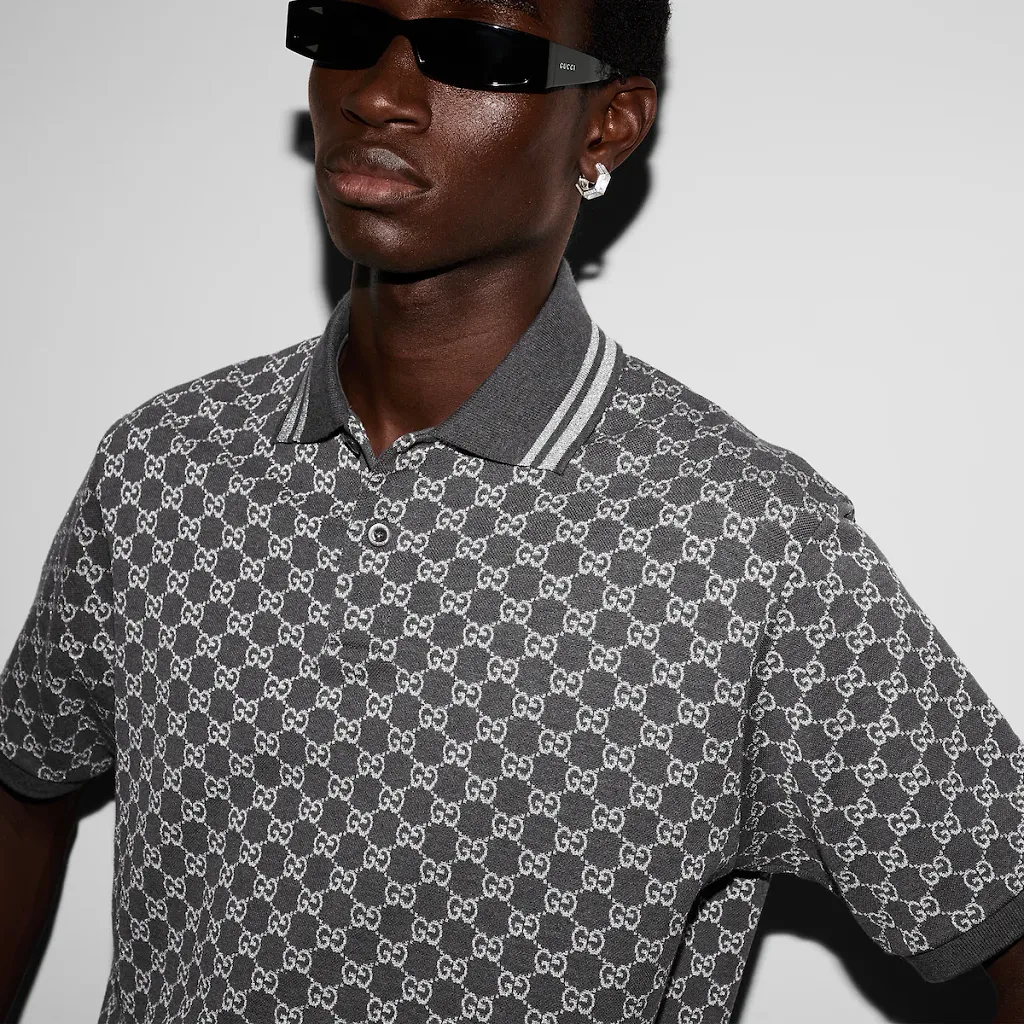 Gg Cotton Lamé Jacquard Polo Shirt