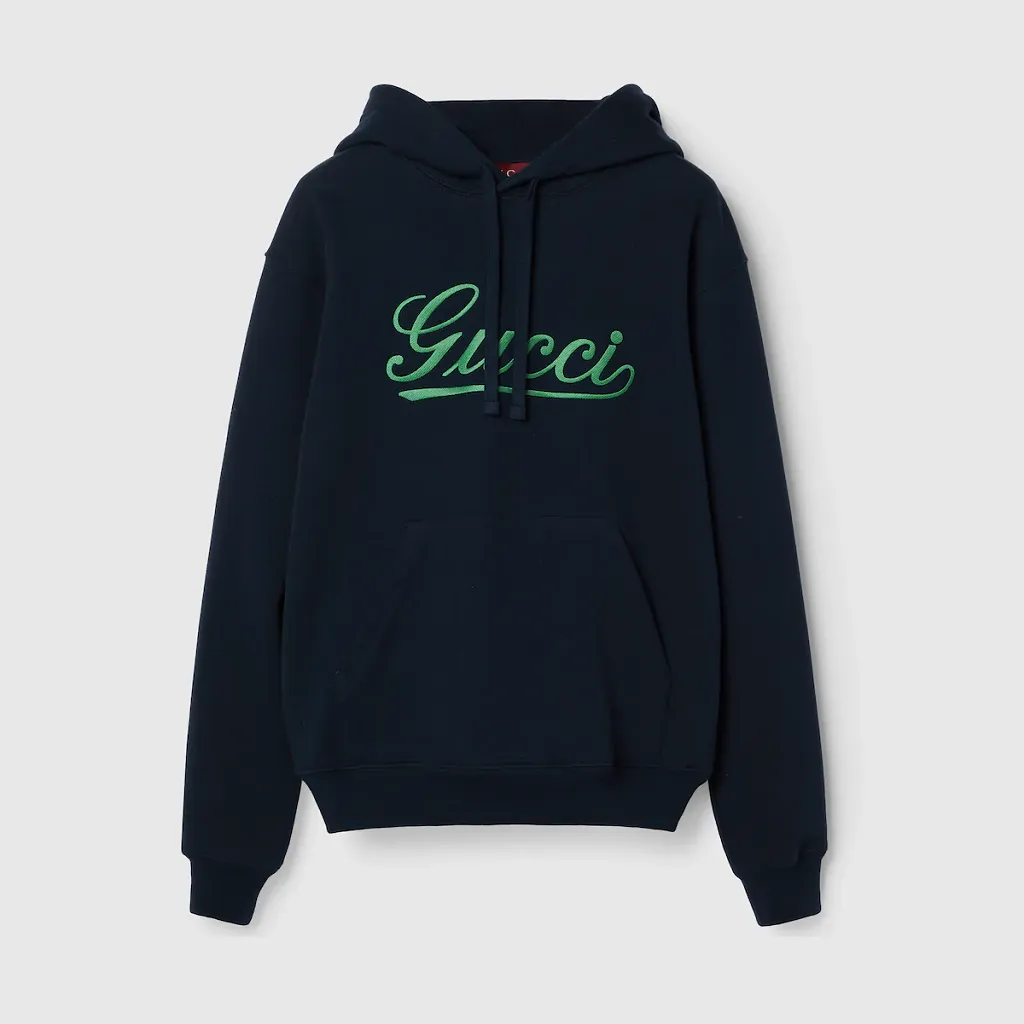 Embroidered Cotton Jersey Hooded Sweatshirt