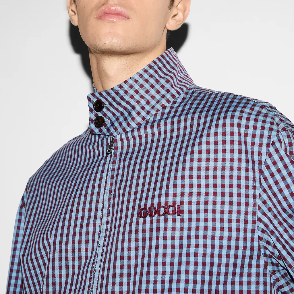 Gingham Cotton Jacket With Embroidery