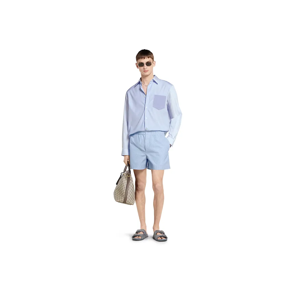 Striped Cotton Shorts With Embroidery