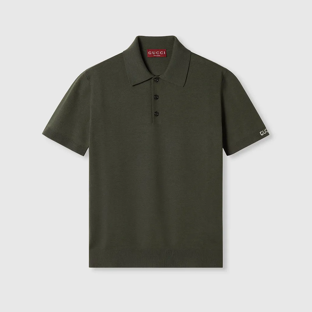 Silk Cotton Knit Polo Shirt