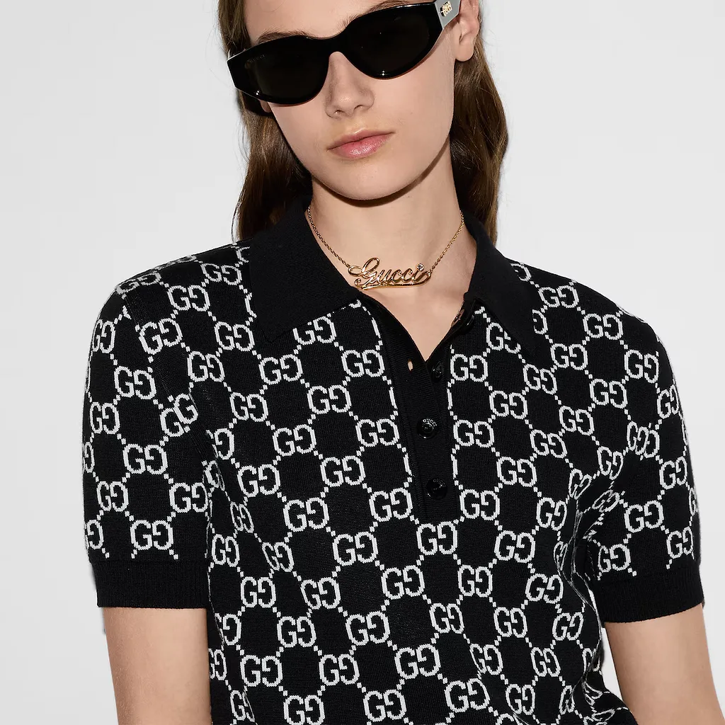 Reversible Gg Wool Jacquard Polo Shirt