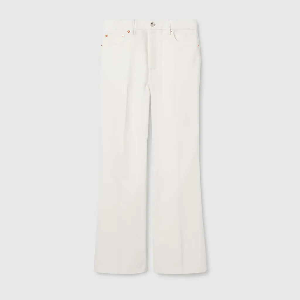 Cropped Flared Denim Trousers