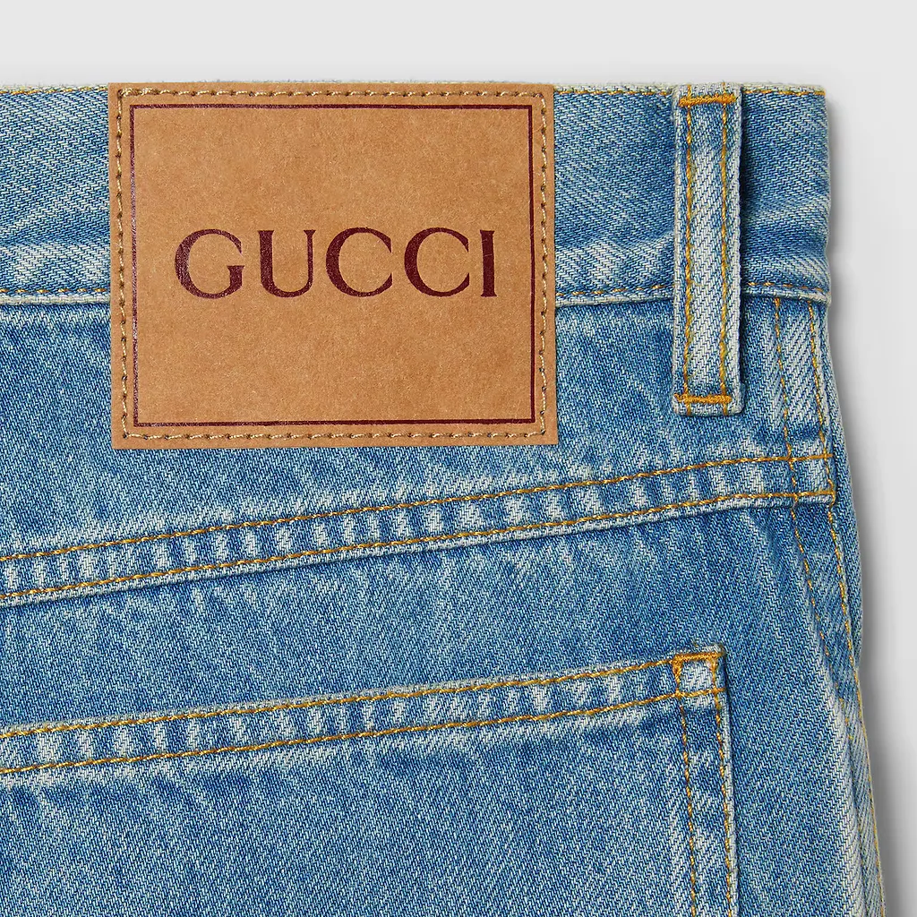 Lasered Double G Denim Trouser