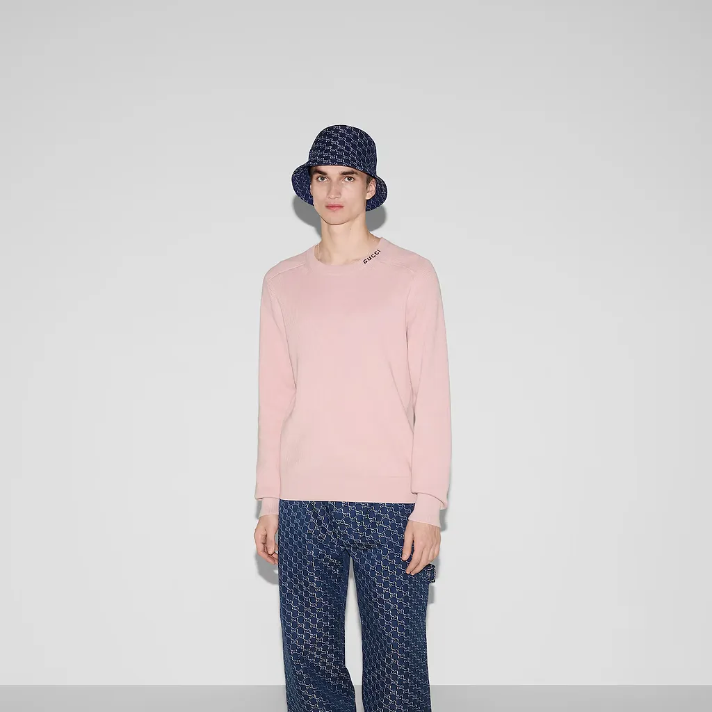 Silk Cotton Jumper With Intarsia