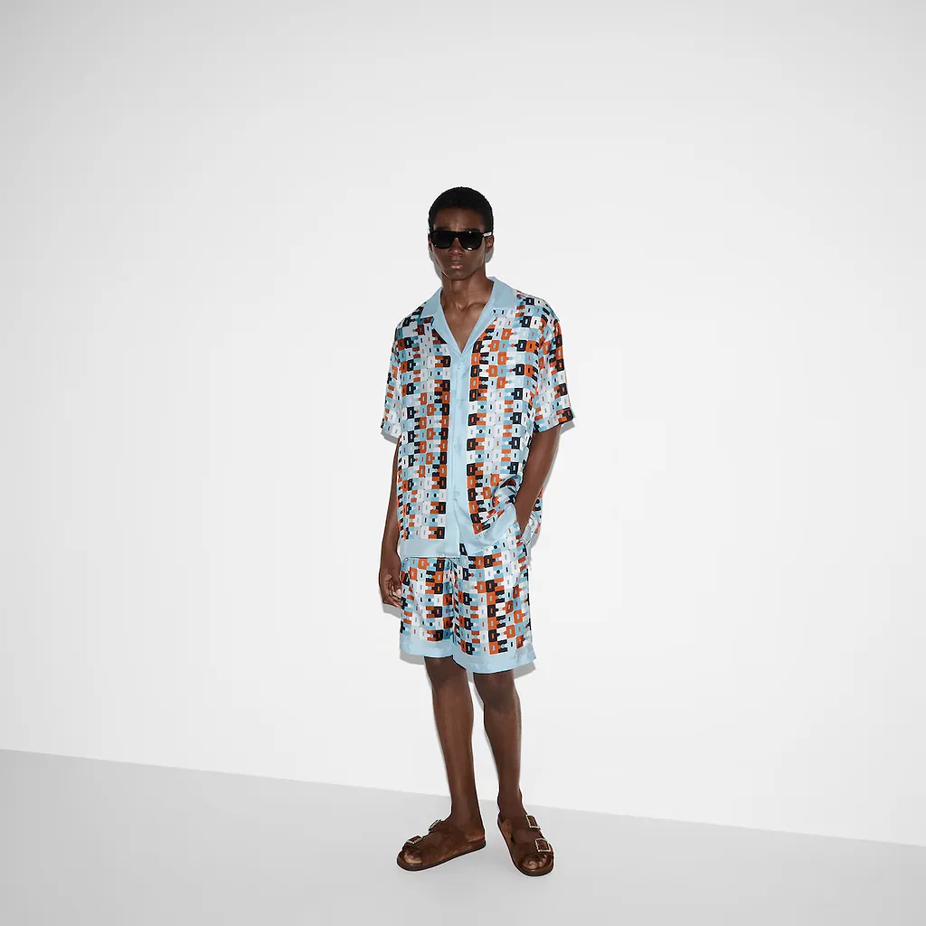 Printed Silk Twill Shorts