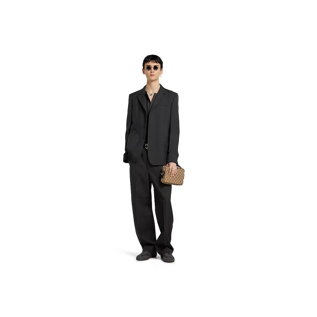 Single-Breasted Wool Twill Jacket