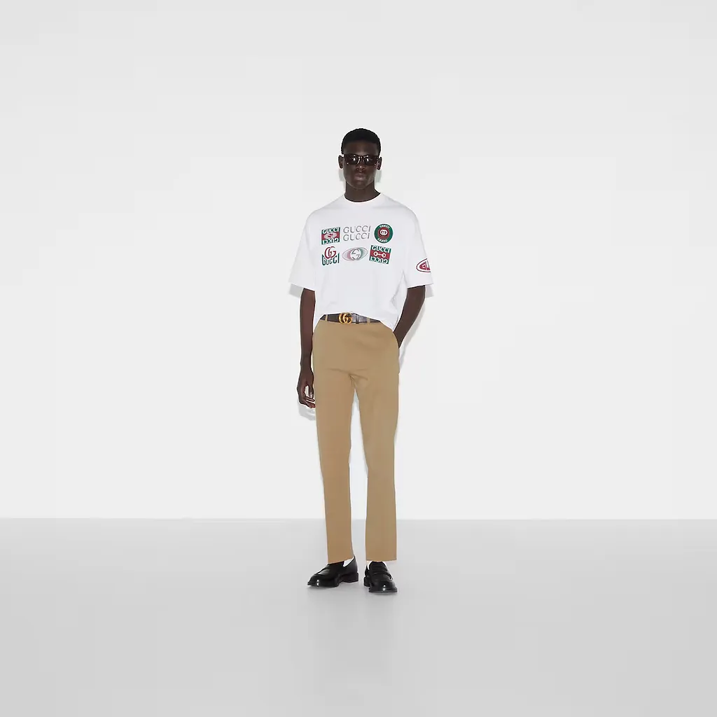 Cotton Jersey T-Shirt With Gucci Print